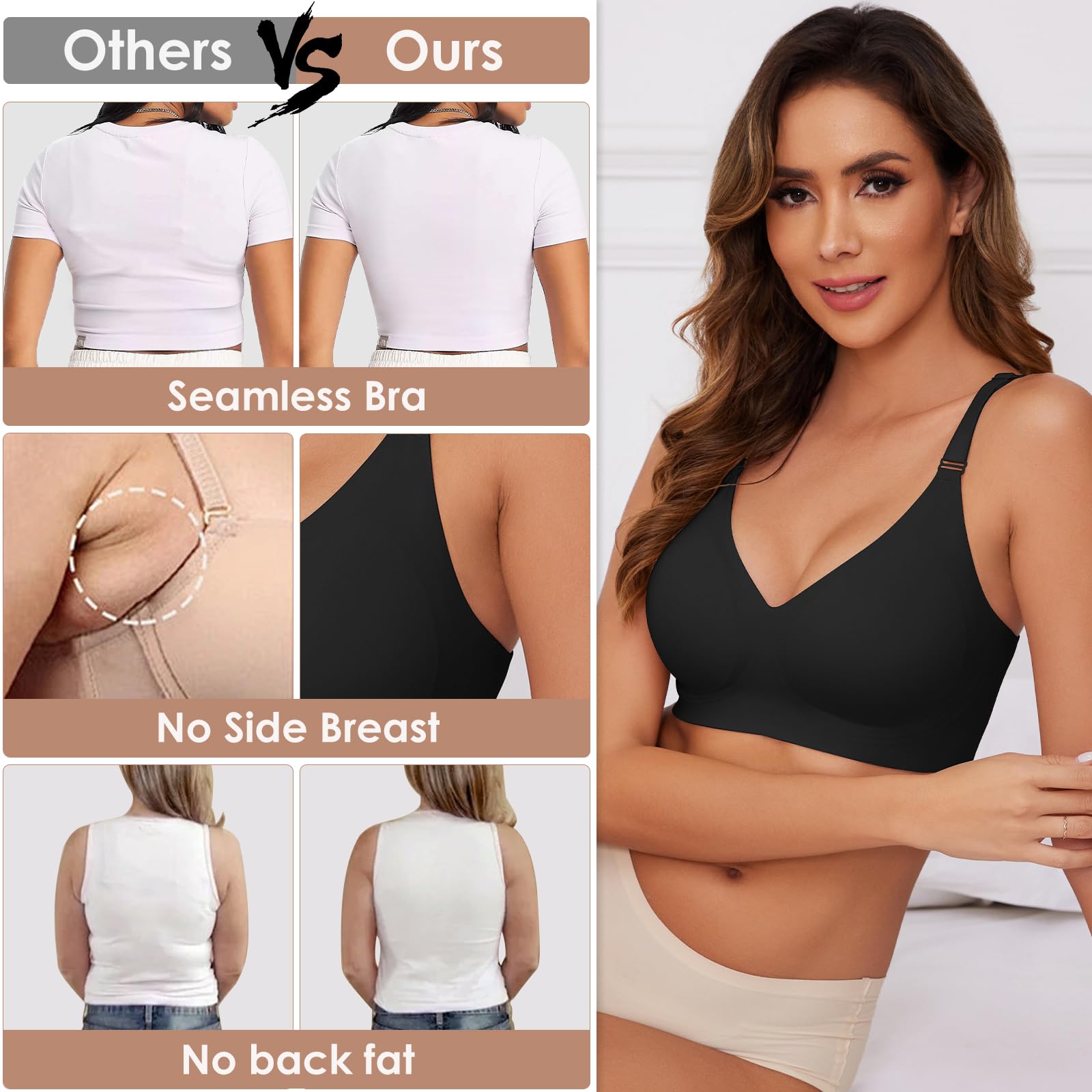 Xnova Donna Reggiseno Senza Ferretto con Cuscinetti, Stretch Leggero Reggiseni di Base Spalline Regolabili Senza Schienale, Comfort Intimo Bralette Invisibile Elasticizzato