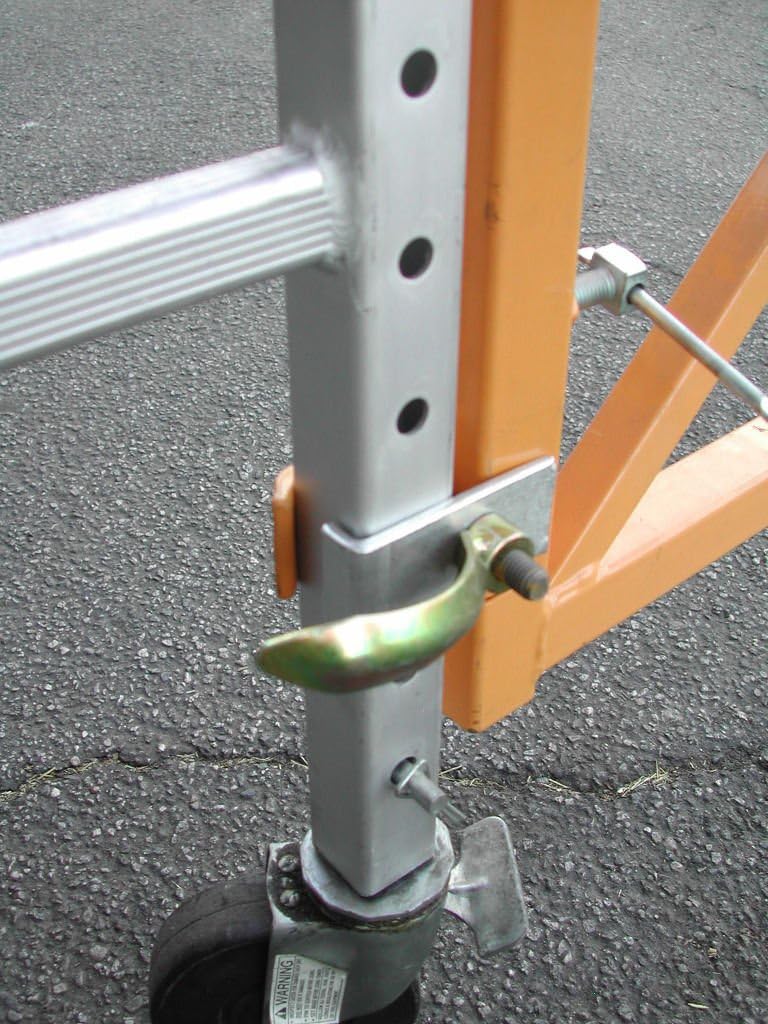 Black Friday 🔥 CBM Scaffold Rolling Tower Standing at 17' High with Hatch Deck Guard Rail and U Lock Brace CBM1290