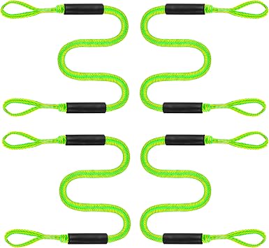Pack of 4 Dock Bungee Line Marine Rope Docking Line for Boat Jet SkiGreen