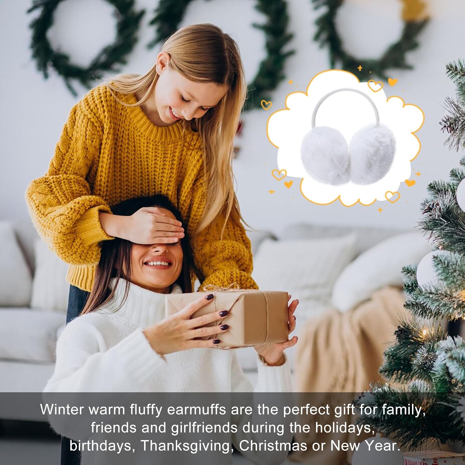 Ewaycom Women Winter Earmuffs Girls Faux Fur Fluffy Soft Ear Warmer Outdoor Plush Warm Ear Covers - Image 7