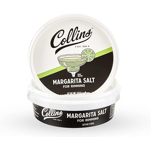 Collins White Margarita Salt Rimmer for Cocktails, Rimming salt for Margarita glasses, Perfect for Tequila and Mezcal drinks, Rim salt for margarita and shot glasses, 6oz