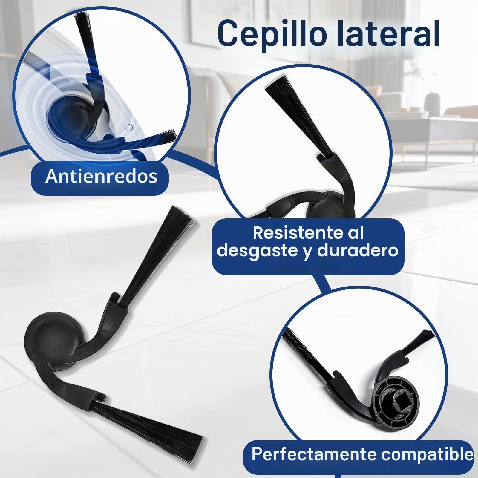 Kit de Repuesto de Accesorios, Compatible con Aspiradora Robótica Xiaomi S40 Pro (OV71GL) - Incluye 1 Cepillo Principal, 4 Cepillos Laterales, 4 Filtros HEPA y 4 Almohadillas para Fregona, Piezas de
