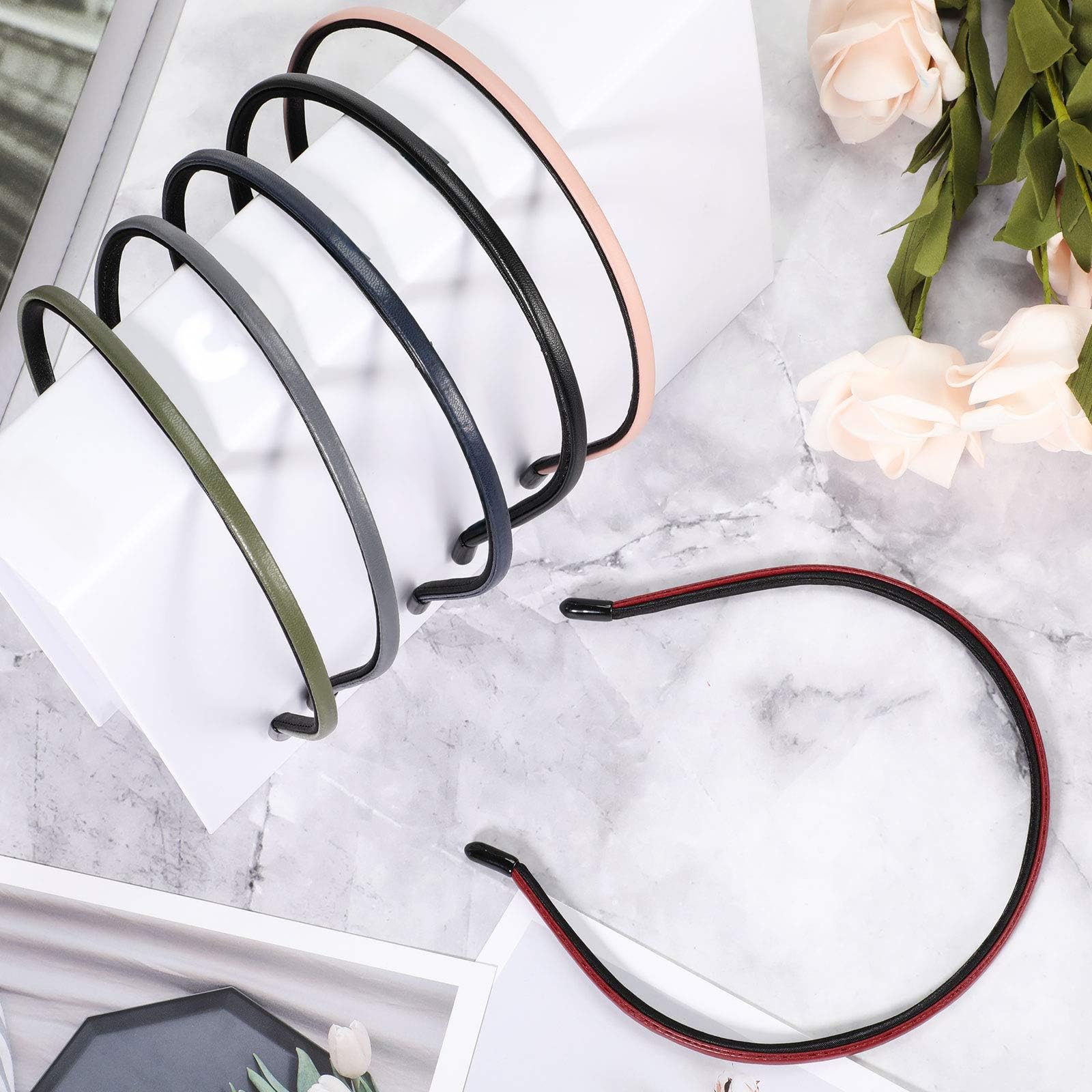 Amazon.com : WILLBOND 6 Pieces Skinny Leather Covered Headband