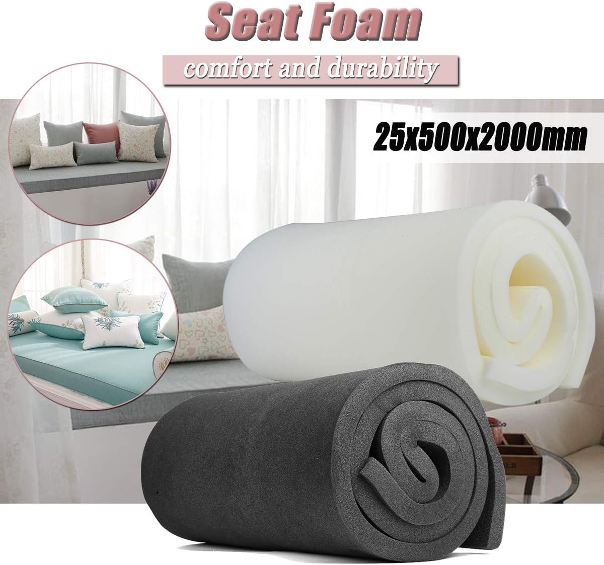 High Density Upholstery Foam Cushion Soft Foam Padding Upholstery Sheet Seat Replacement for Sofa, Chair Cushions, Car Seat, 1" H x 19" W x 75" L