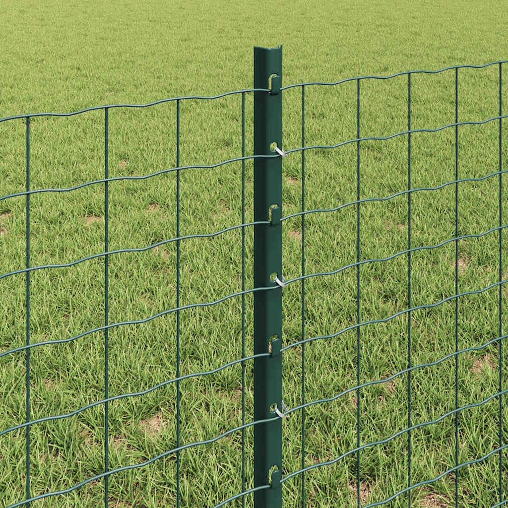 Postes de valla de hormigón de acero con recubrimiento en polvo verde, 100 cm de altura, juego de 22 para sistemas de vallas, para montaje como estaca y soporte, resistente a la intemperie