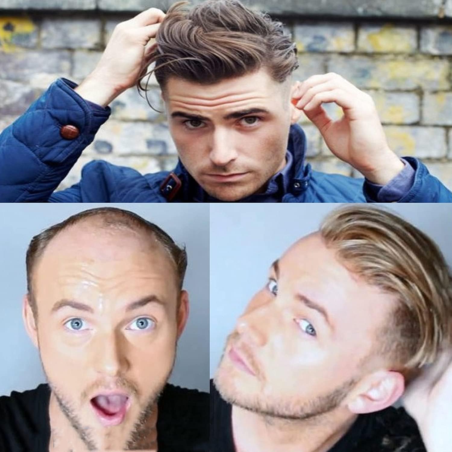 Skin Men's Hair Toupee Undetectable Hairline Human Hair Pieces French Lace Hair Replacement #21 Blonde Color for Man Wig