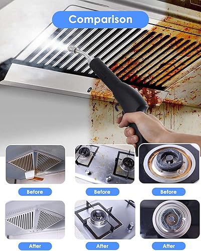 Miniatura 8 de Moongiantgo Limpiador de vapor de alta presión, 1700 W de potencia de alta temperatura portátil de limpieza de mano para detalles de automóviles,