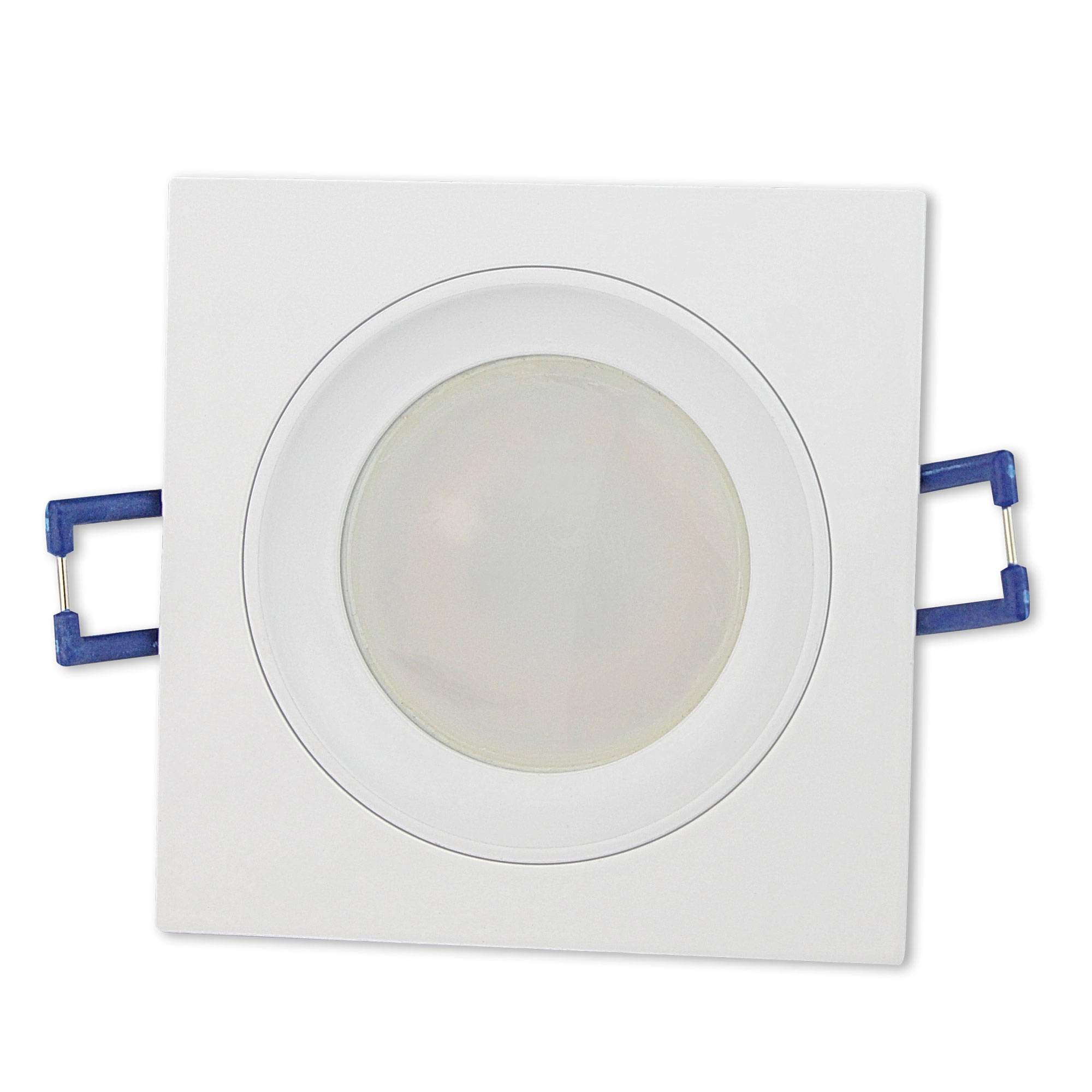 6x LED Einbaustrahler Set weiß - eckig 6,5 Watt warmweiß 230 Volt flach (30mm) - Einbauleuchte aus Aluminium - 6,5 Watt5mm Bohrloch Einbau-Spot Decken-Strahler