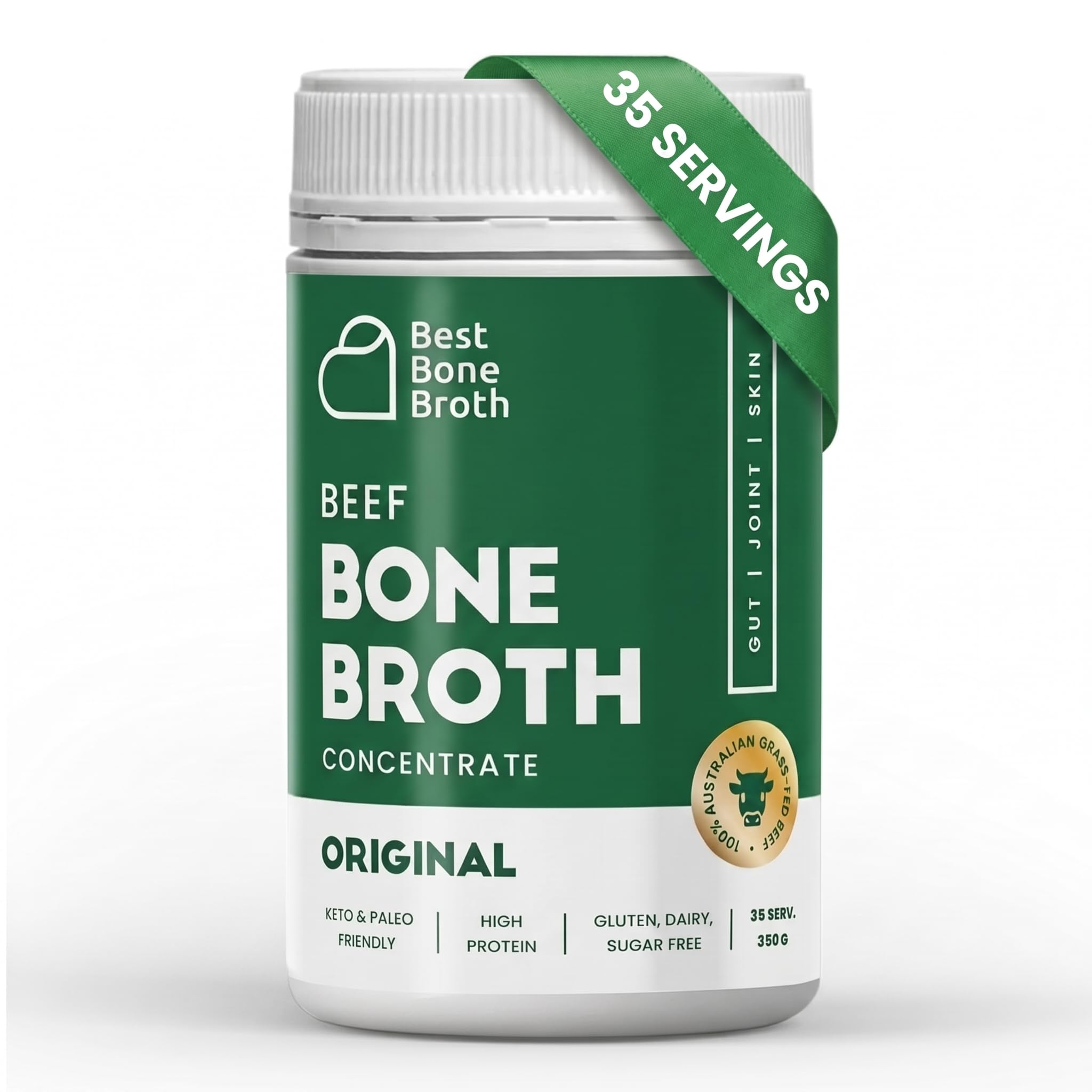 Best Bone Broth Grass Fed Beef Broth Concentrate, Original - 35 Servings