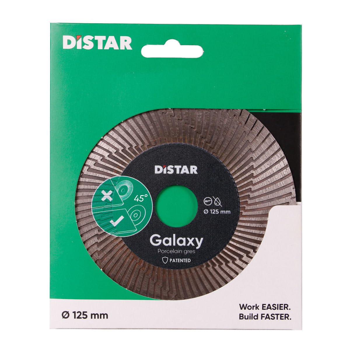 Distar Diamanttrennscheibe 125 mm Galaxy – Fliesenschneider Winkelschleifer Scheibe Feinsteinzeug Keramik Trennscheibe 125x22,23 mm Profi