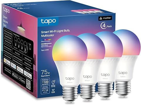 Tapo TP-Link Smart Light Bulbs, 1100 Lumens, 16M Colors, Dimmable, WiFi, Works w
