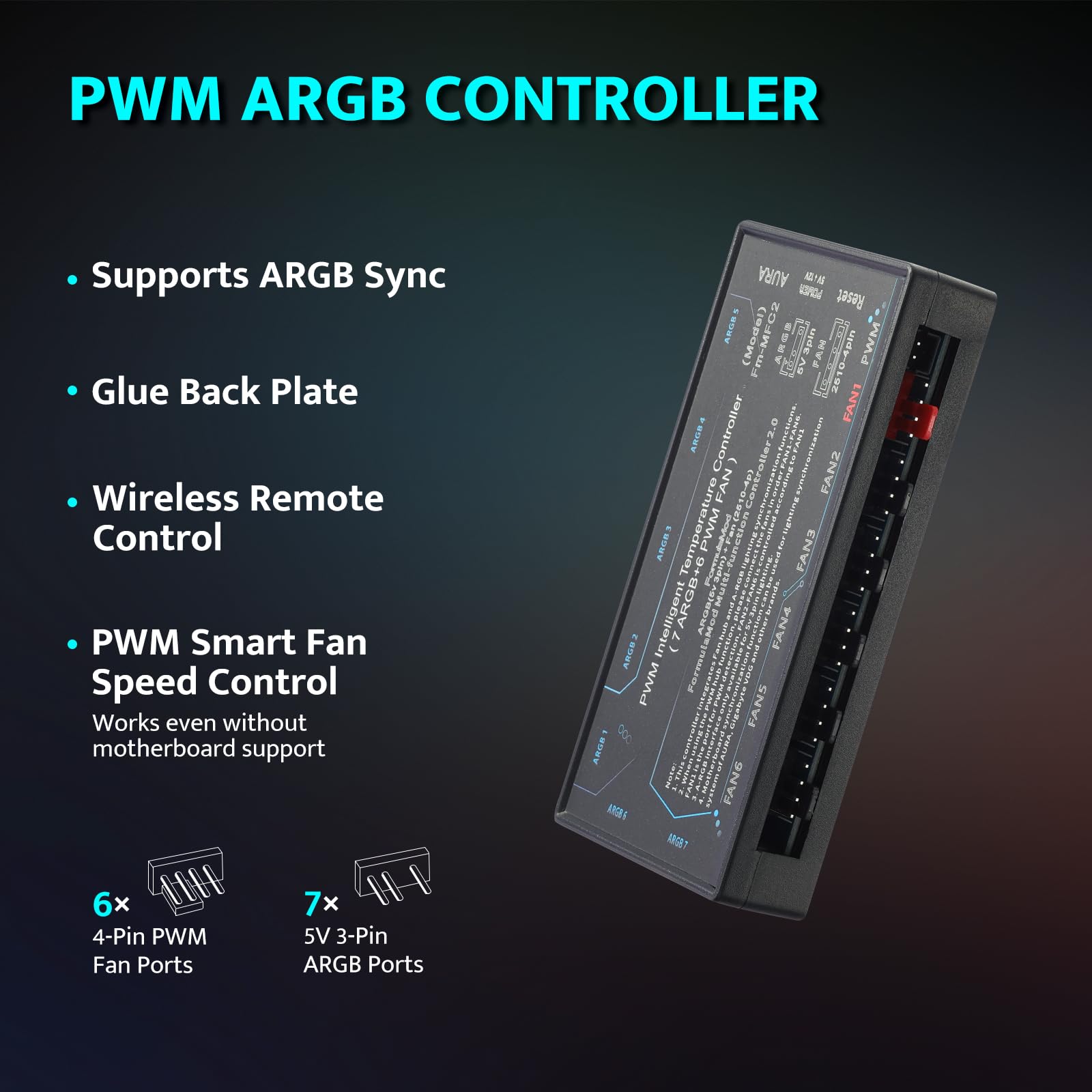 darkFlash Paquete de 3 ventiladores de carcasa de PC de 120 mm con concentrador de controlador y control remoto, PWM ARGB Sync, ventiladores de refrigeración RGB direccionables para carcasa de