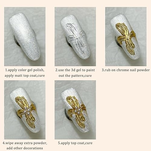 Miniatura 6 de Gel de efecto cromado 3D, gel de escultura semisólido que no se limpia para frotar polvo de uñas cromado, geles de pintura transparente, pegamento