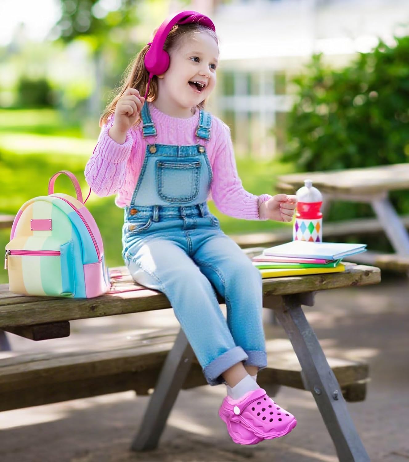 Toddler Kids Clogs Winter Clogs for Boys Girls Comfortable Slip on Sandals Beach Pool Slipper 12-13 Little Kid Hot Pink Lined image 5 of 6 B0DHXR6CGS