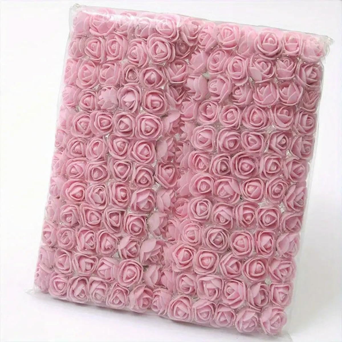 AYHTUD 144pcs/2cm red Mini Lace Pe Rose Foam Flower Heads Bouquet For Wedding Home Decoration Scrapbooking Wreath Artificia Flowers-light pink