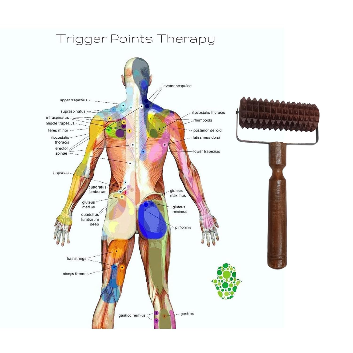 AB CRAFT Wooden Hand powered Roller For Foot Massage 8 Row Roller Big Size Body Stress Buster & Acupressure Point Device Foot Massager And Legs Pain Relief Massager (Set of 2)