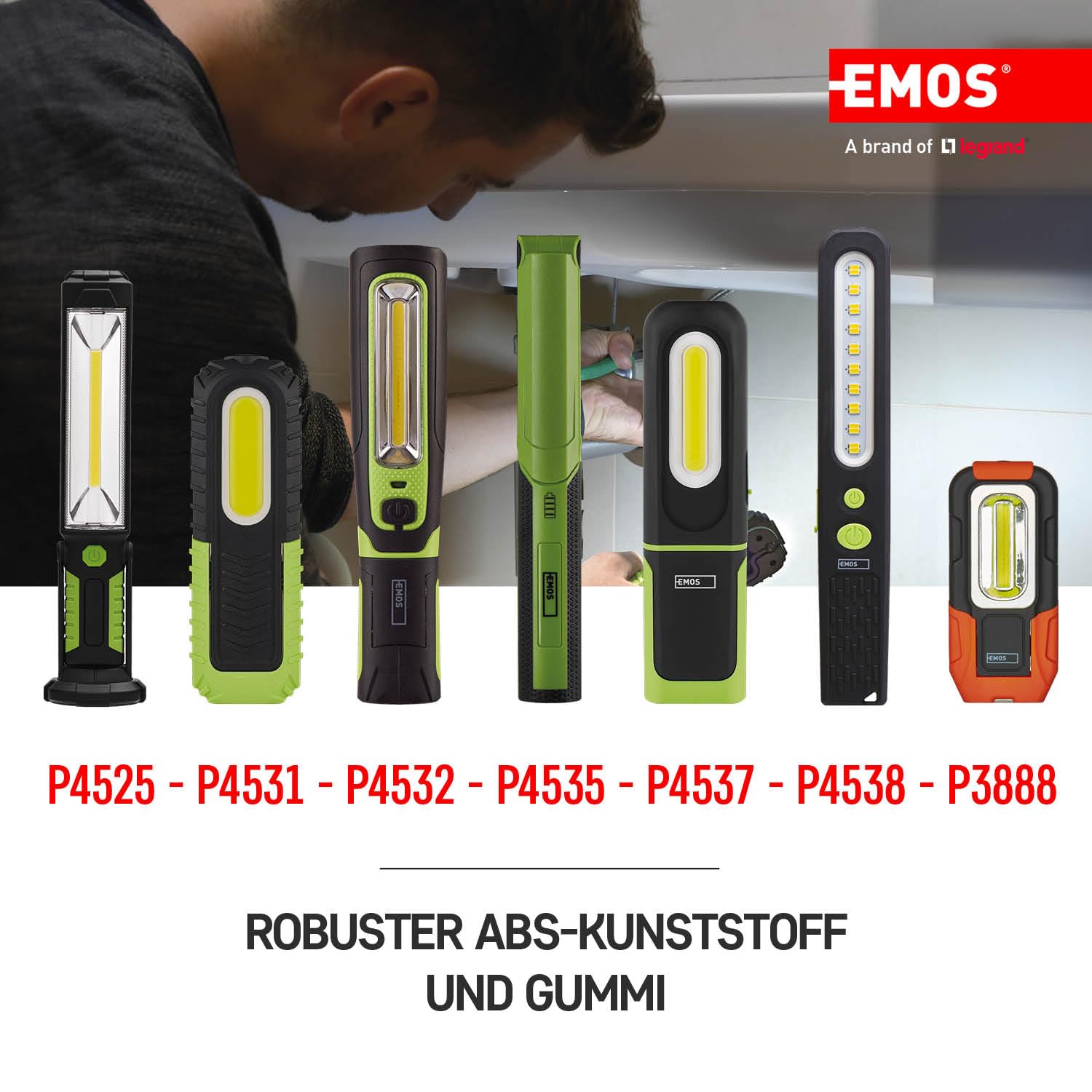 Emos e708 a de COB + 5, recargables lámpara – 5 W COB LED, plástico, Green, 6, X 32 X 7, 6 cm