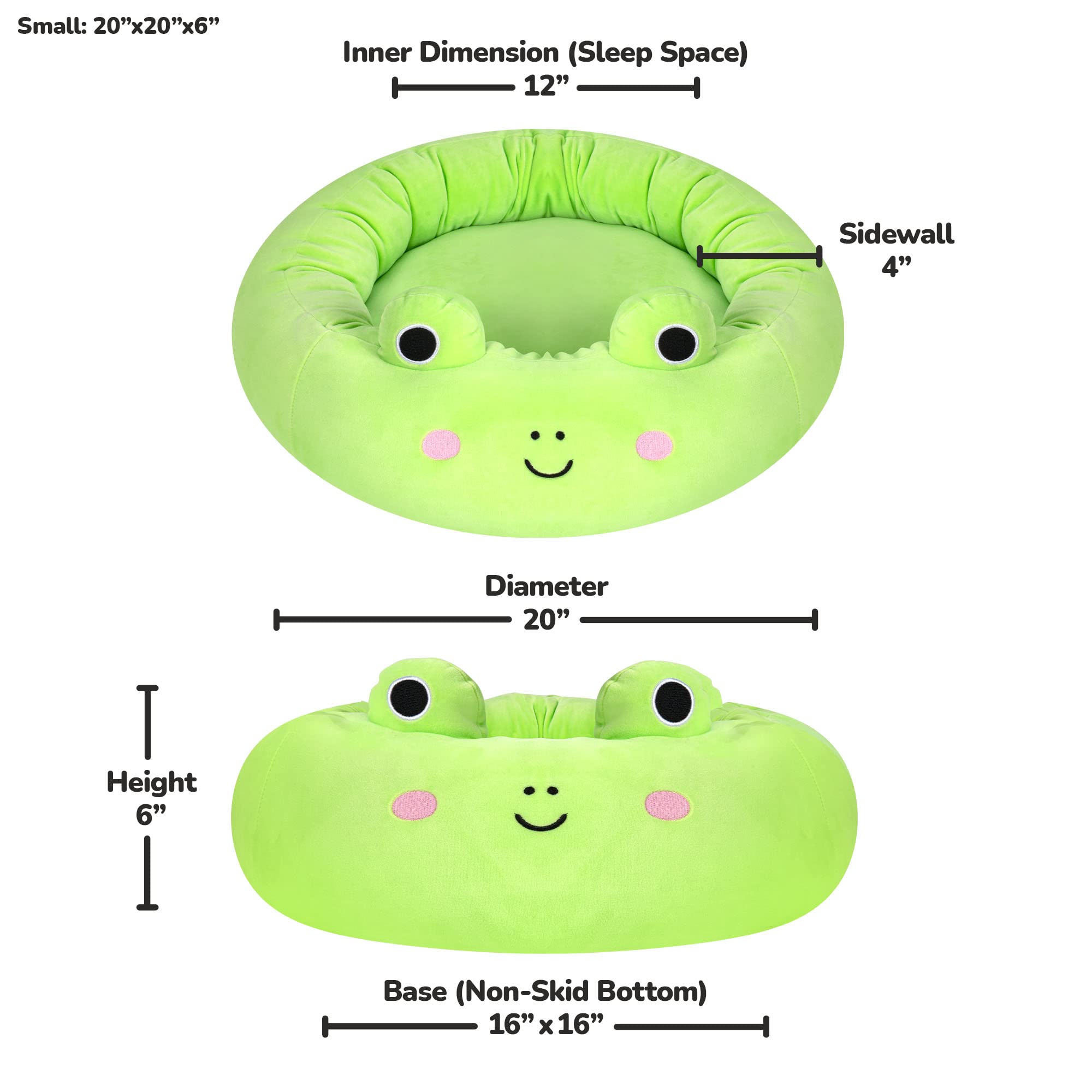 Squishmallows Oficjalne 20-calowe łóżko dla zwierząt domowych Wendy Frog - małe Ultrasoft oficjalne pluszowe legowisko dla zwierząt domowych, zielone