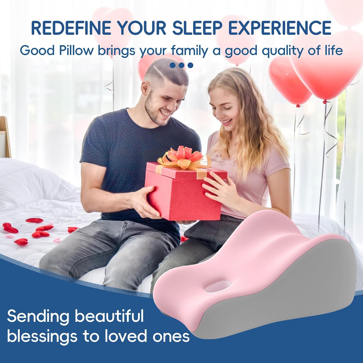 Latex Comfort Pillow for Adults | Supportive Cushion for Pregnancy, Relaxation & Couples | All-Purpose Sleeping & Lounging Pillow with Washable Cover-Pink