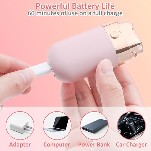 Miniatura 7 de WIOR Depilación facial para mujeres, mini removedor de pelo recargable por USB con luz LED, dispositivo de afeitado eléctrico sin dolor para cara,
