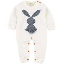 mimixiong Baby Easter Bunny Outfits Newborn Girl Boy Romper Jumpsuit Longsleeve Knit Clothes