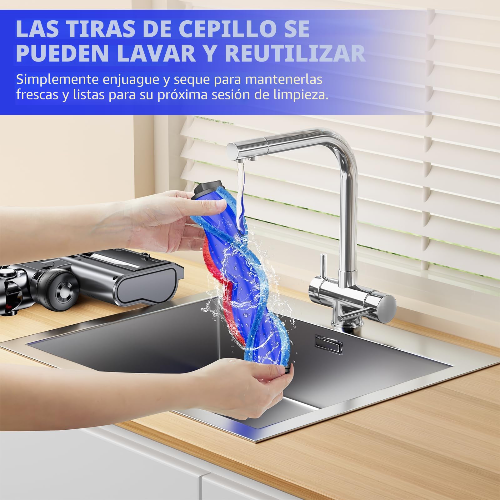 Cepillo eléctrico compatible con Dyson V6 Animal, V6 Fluffy, DC58, DC59, DC61, DC62, DC74, accesorio para cepillo turbo con sujetador rápido para suelos duros y alfombras con luces LED, accesorio para