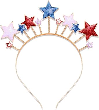 PHALIN American Flag Headband 4th of July Star Hairband for Women Independence Day Patriotic Hair Accessory Party Favors
