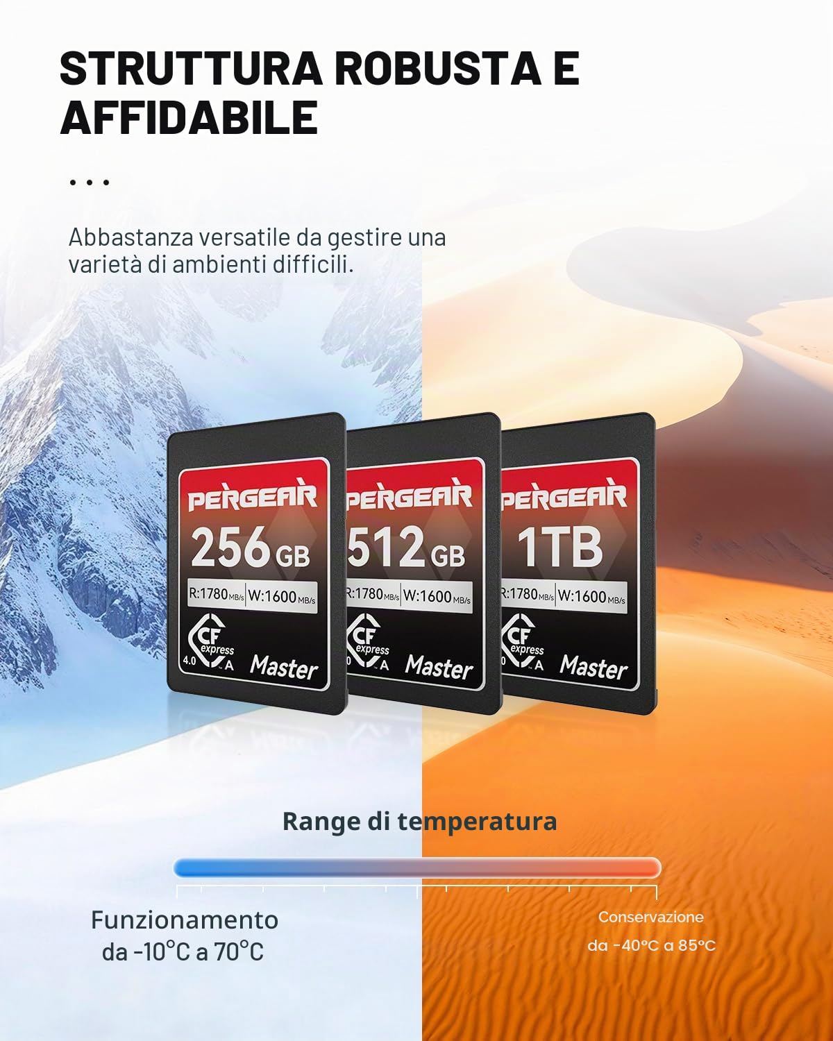 Pergear Scheda di memoria CFexpress 4.0 da 512 GB, velocità di lettura fino a 1780 MB/s e velocità di scrittura 1600 MB/s per 4K 120P, 8K 30P (Master Series), compatibile con fotocamere Sony Alpha e