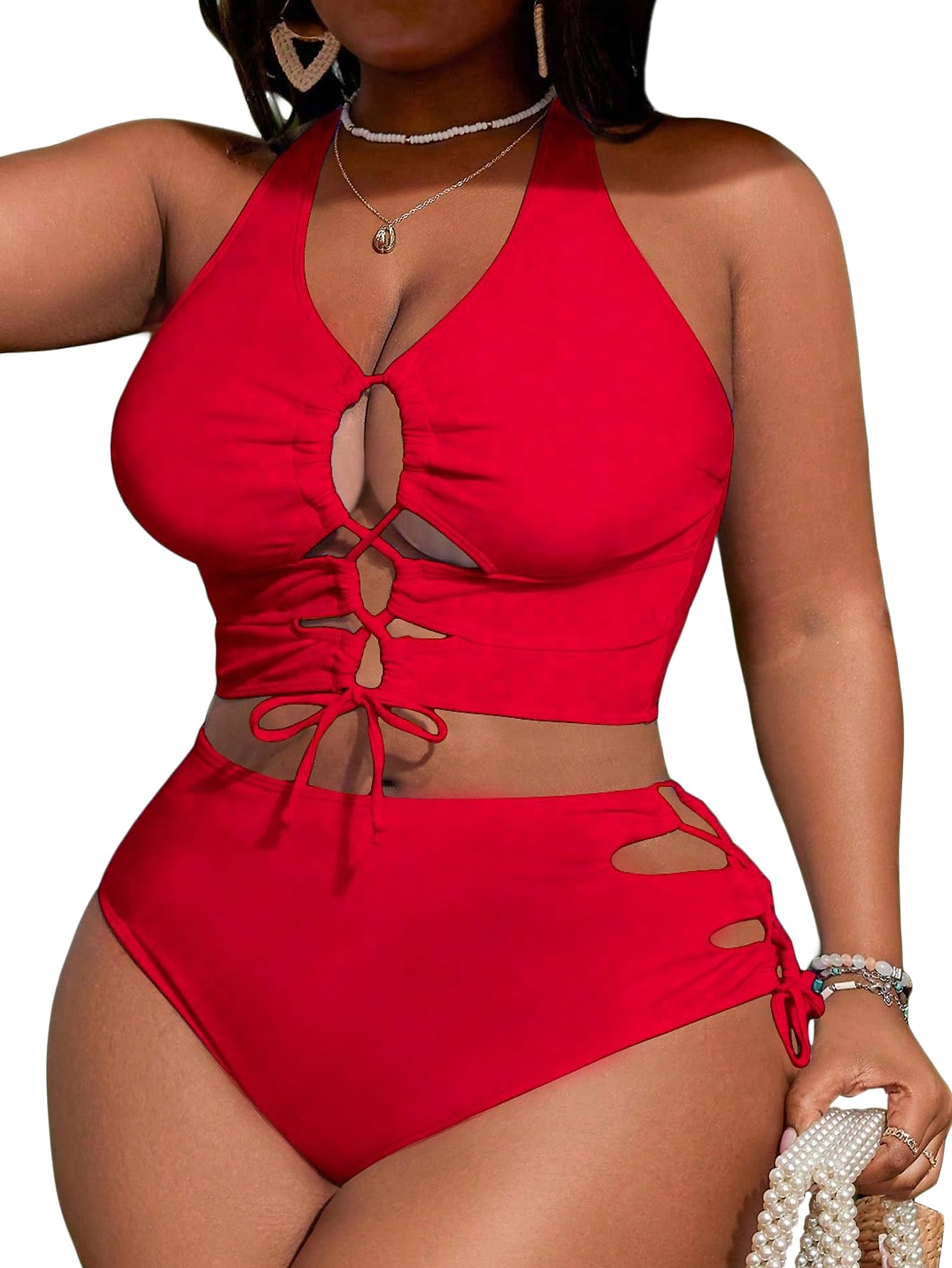 SOLY HUX Womens Plus Size Two Piece Bathing Suit Bikini Swimsuit