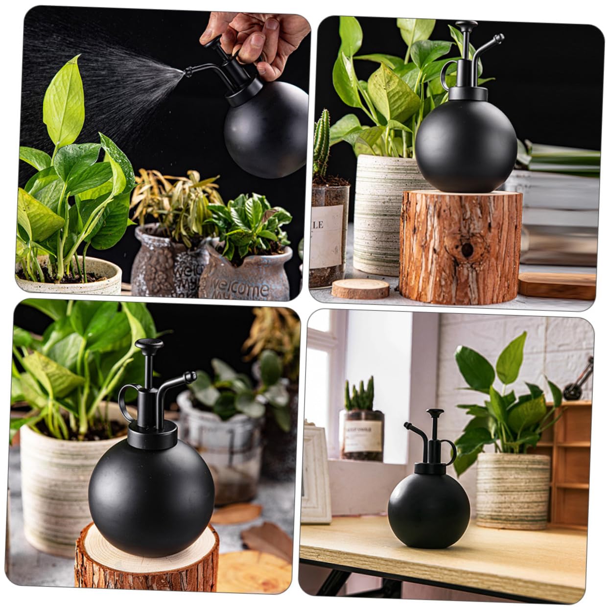 Regadera Rociadora de Acero Inoxidable 500ml Negra para Jardín