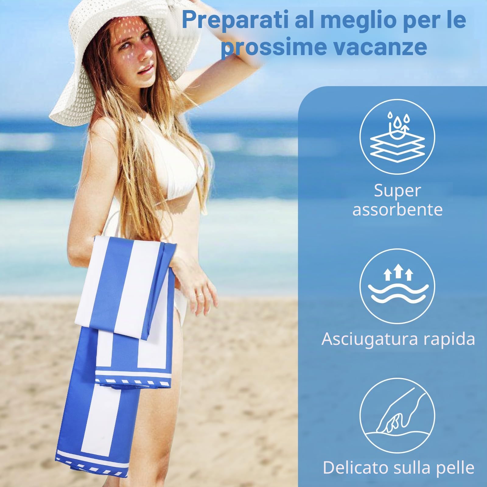 Vortix Telo Mare xxl 200 x 100 cm, Asciugamano Grande In Microfibra Ad Asciugatura Rapida, Telo Bagno Senza Sabbia, Coperta Da Spiaggia Donna (blu scuro)