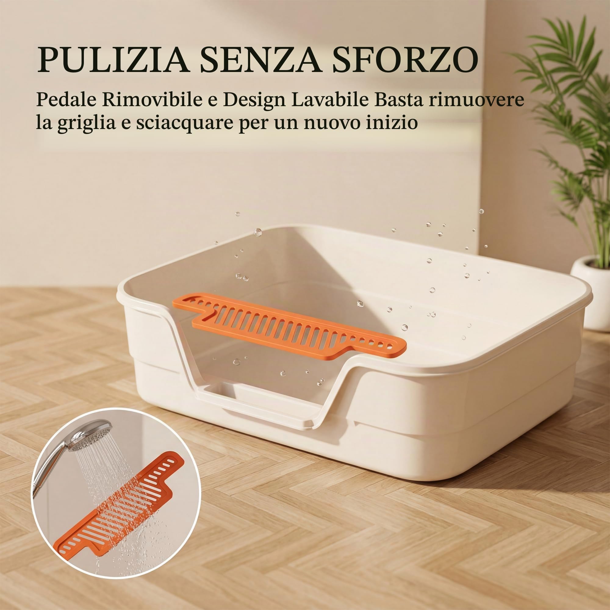 Suhaco Lettiera a basso ingresso per gattini grandi lettiere per gatti anziani, piccola lettiera in plastica per gatti piccoli, con sgabello, facile da pulire, 61 cm di lunghezza x 40,6 cm di