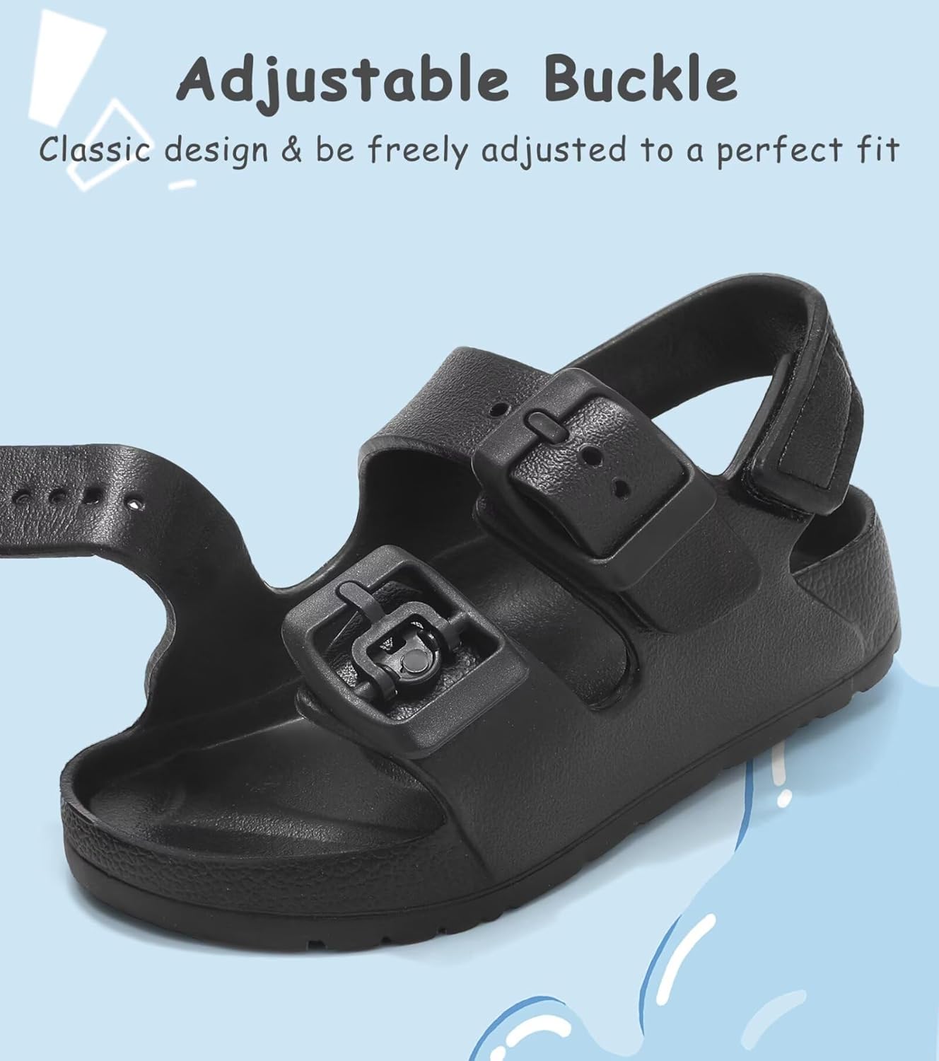 Toddler Boy Girl Sandals Buckle Adjustable Back Strap Water Sandals - Image 2