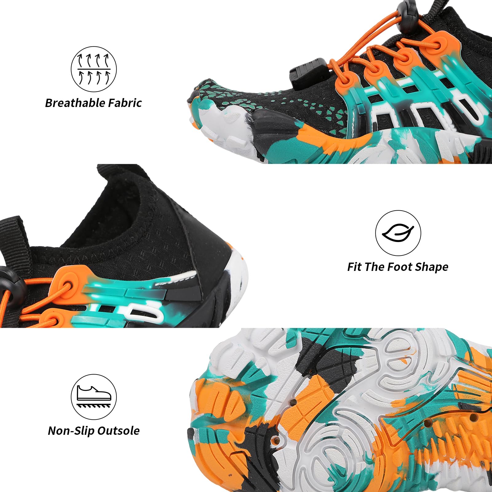 Tolaler Escarpines Niño Niña Calcetines de Piscina Zapatos de Agua Antideslizante Secado Rápido Zapatos de Playa Descalzo Unisex Bebé Verano Barefoot Calzado para Natación Surf
