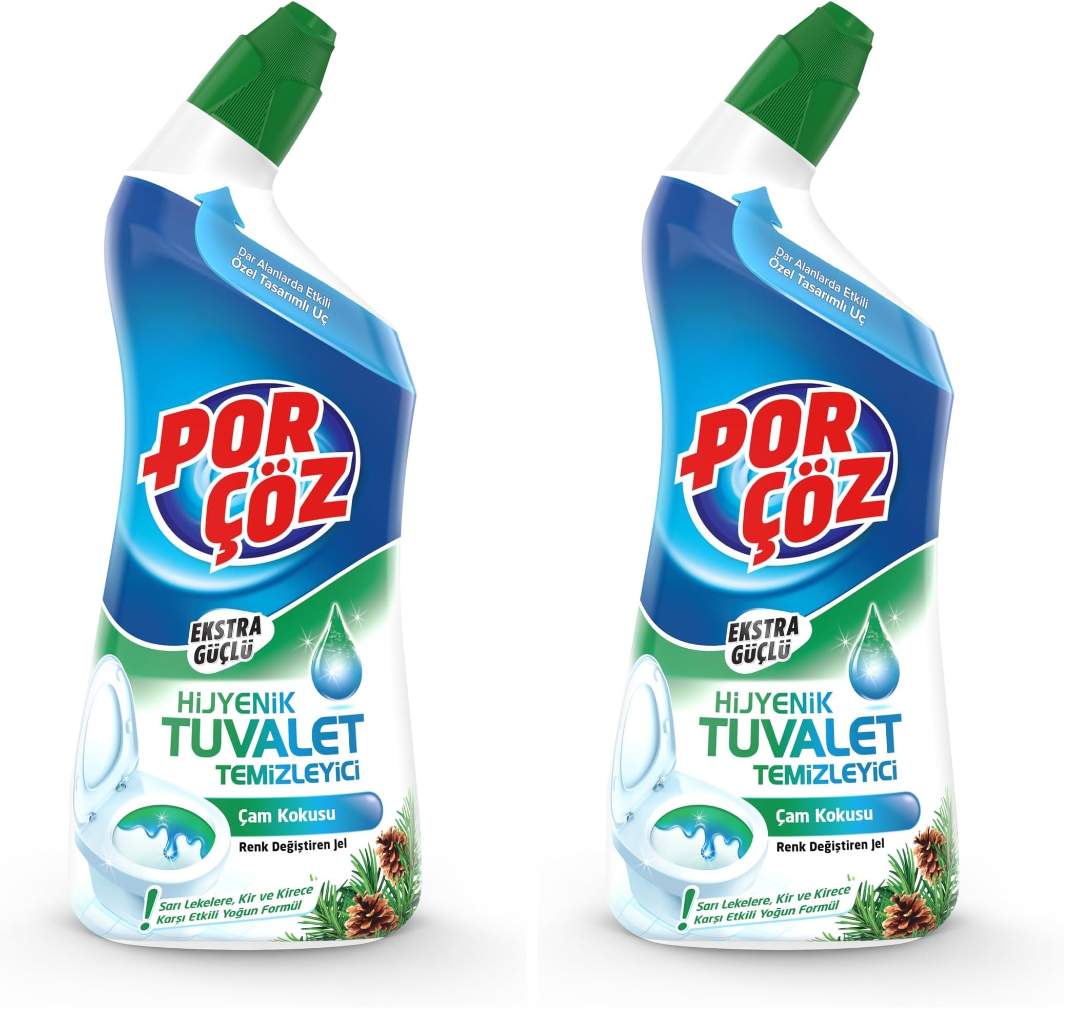 Por Çöz Porçöz Tuvalet Temizleyici Jel Ekstra Güçlü Çam Kokulu 750 ml 2li paket