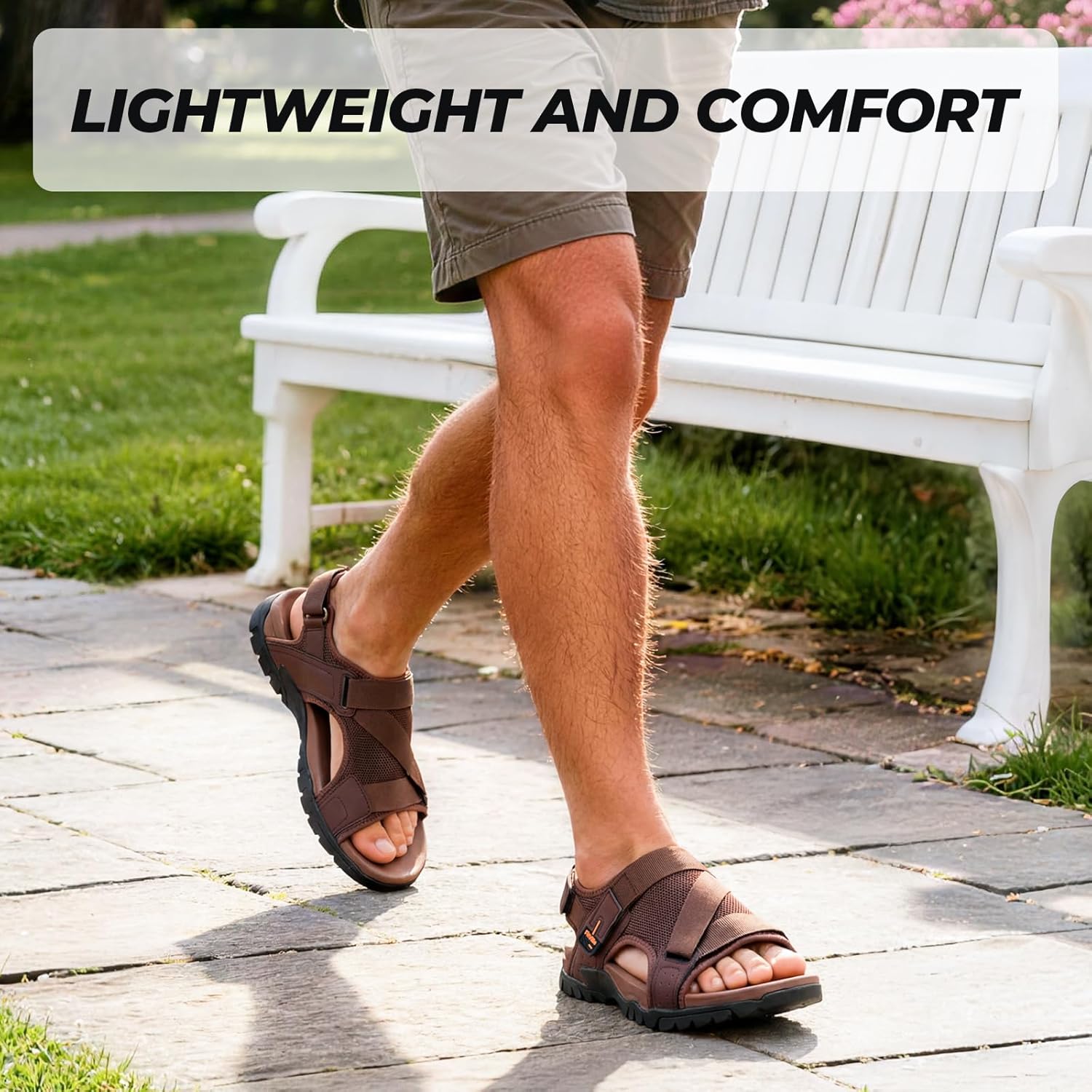 FitVille Wide Sandals for Men Comfortable Orthopedic Athletic Sandals with Arch Support Lightweight Breathable Hiking Sandals for Outdoor Beach Travel