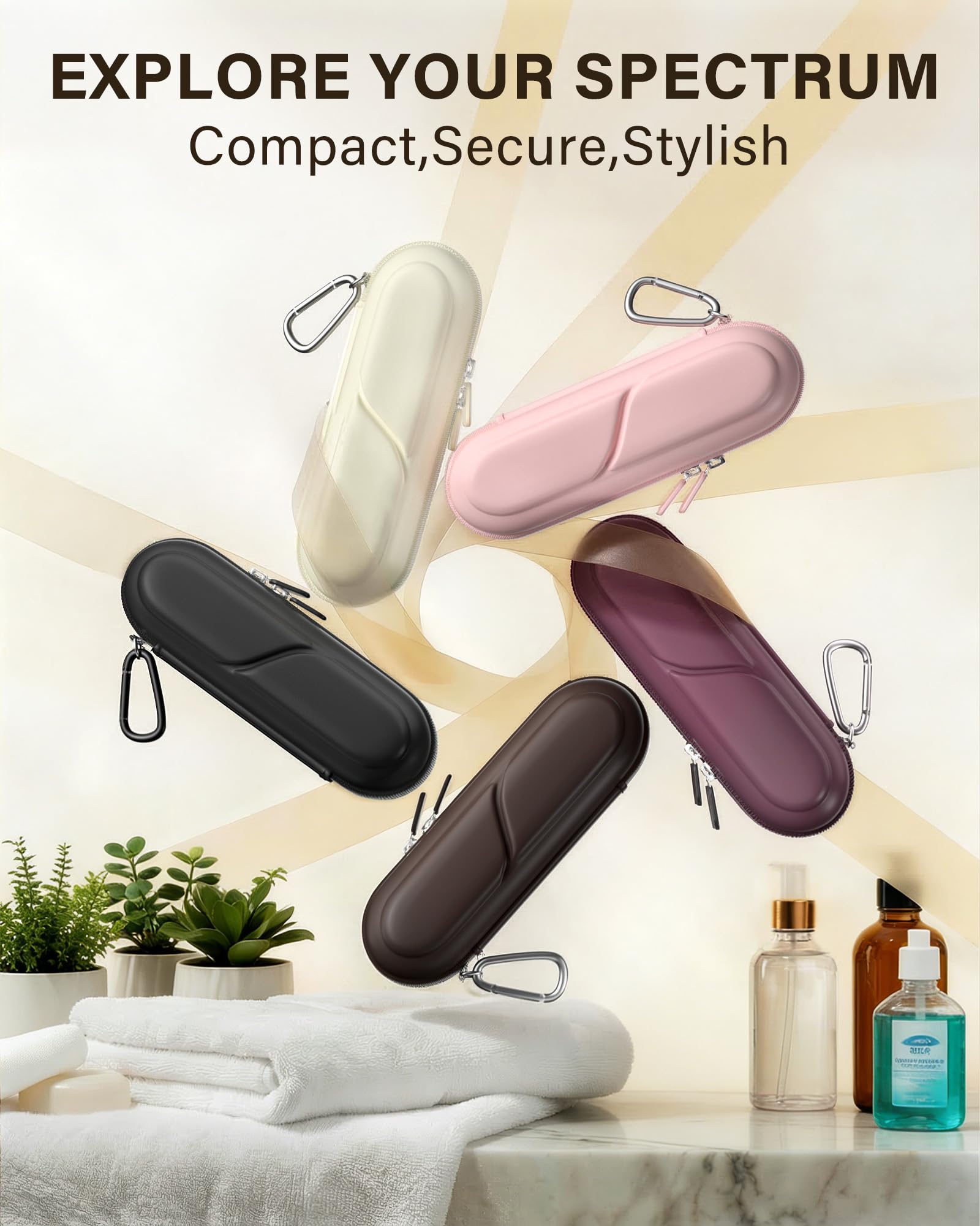 ProCase 歯ブラシケース 携帯用 コンパクトな旅行用 EVA製 Oral-B Philips対応 - チョコレート | 電動歯ブラシケース,アクセサリー収納付き,多機能,軽量,耐久性,持ち運び便利,出張や旅行に