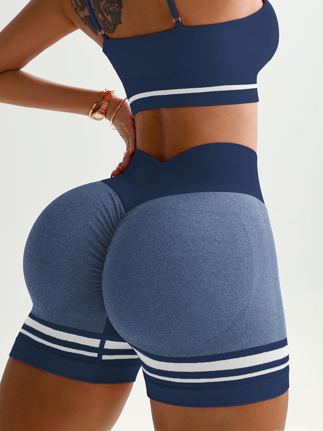 Women's 3 Packs Workout Gym Shorts, High Waisted Butt Lifting Scrunch Butt Seamless Booty Shorts