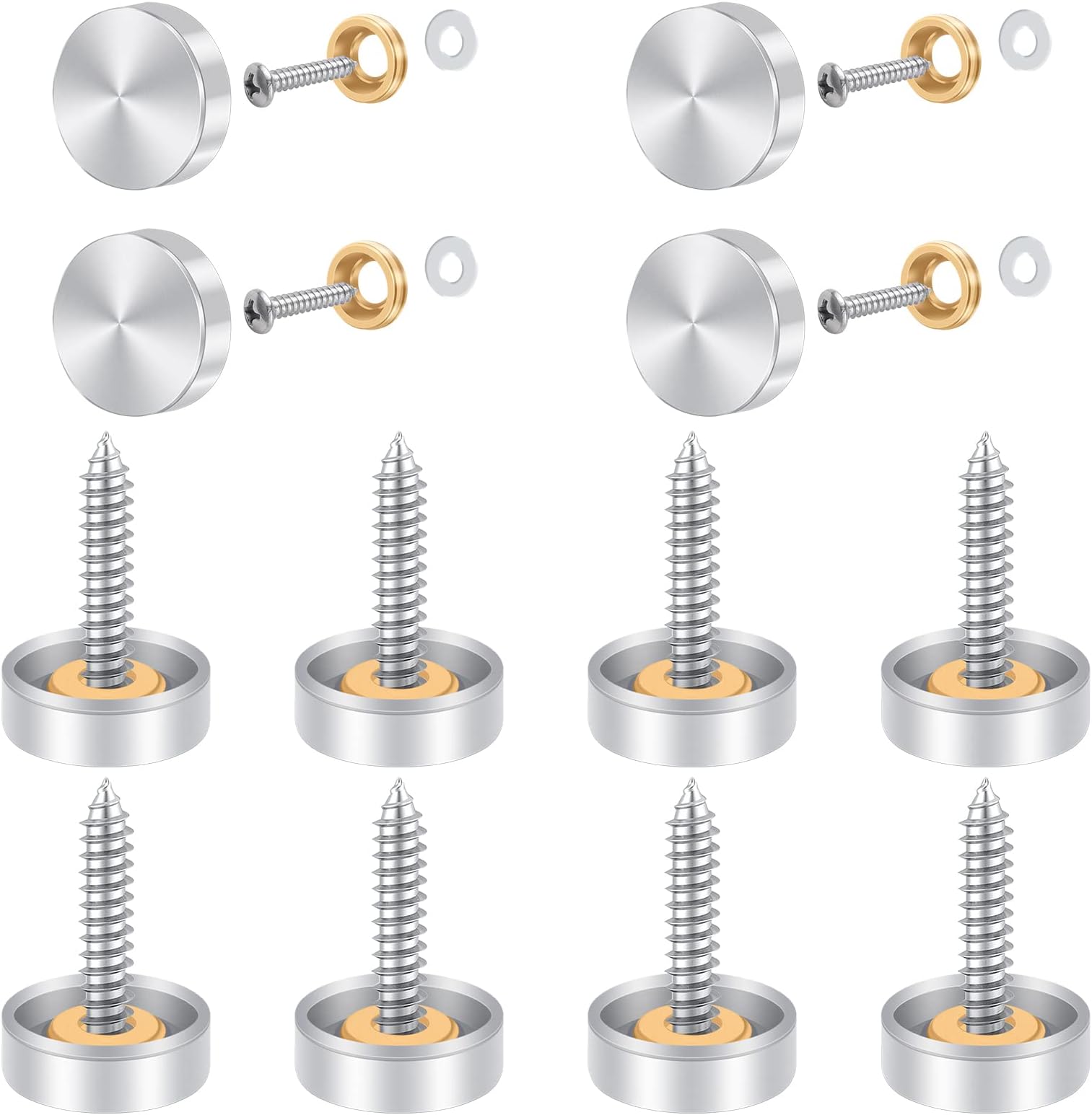 8 Edelstahl Spiegelschrauben - 22mm Durchmesser Für Glas & Spiegel