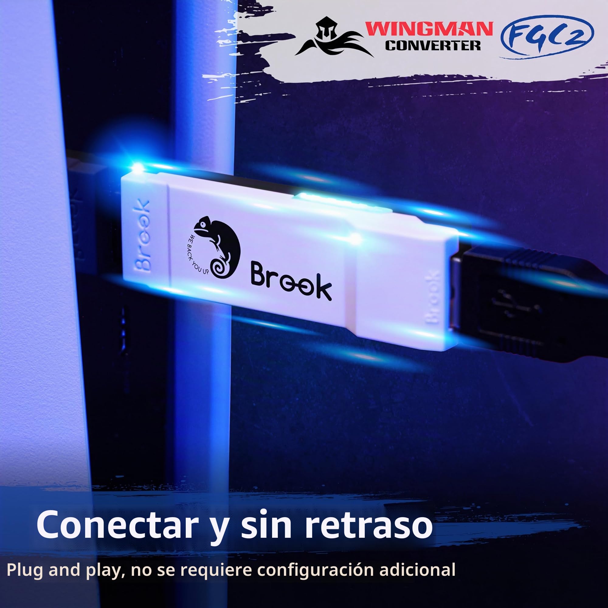 Brook Wingman FGC2 Convertidor con Llavero - Adaptador de Joystick Arcade Gamepad para PS5 y PC, Soporta Todos los Juegos de PS5 (Versión Oficial Exclusiva)