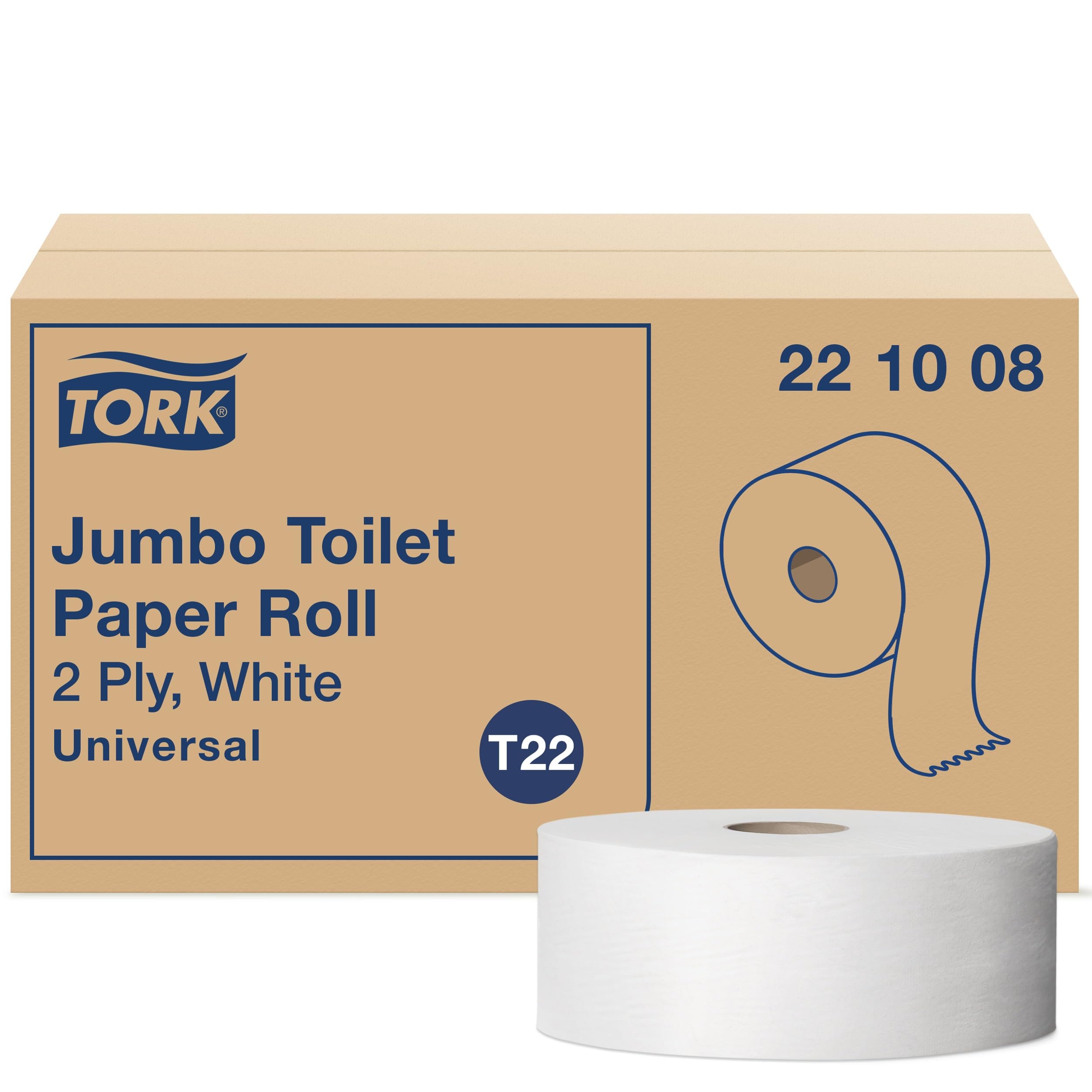 Tork Rollo de papel higiénico jumbo blanco T22, universal, 2 capas, 20,3 x 3,5 m, 221008