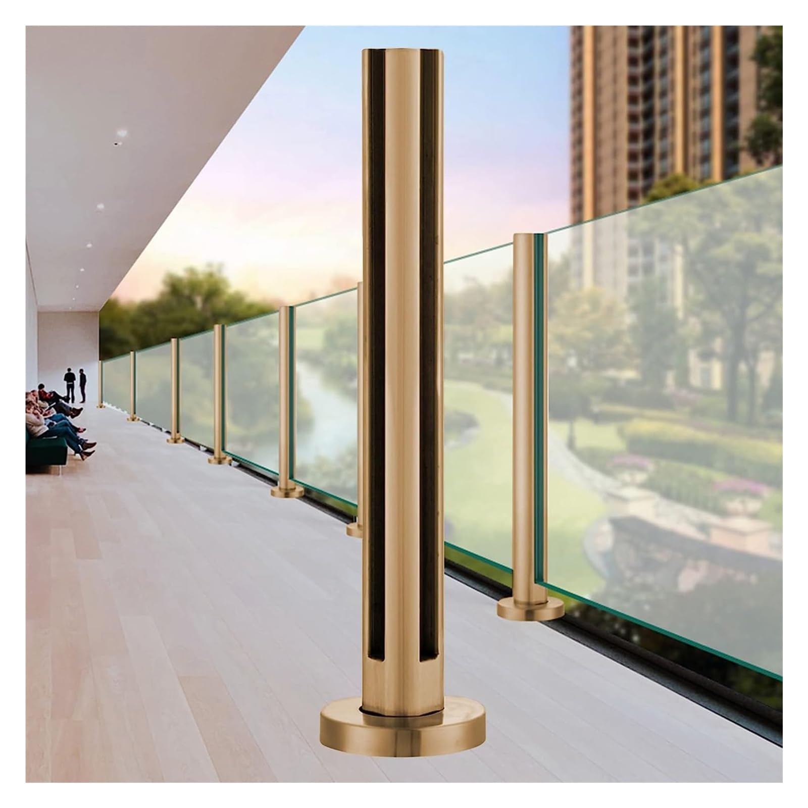 Poteau de garde-corps en verre pour escaliers extérieurs et terrasses