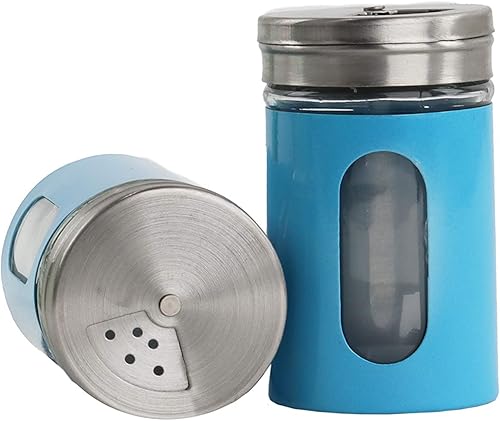 Blue Salt Pepper Shakers Retro Spice Jars - Juego de 2