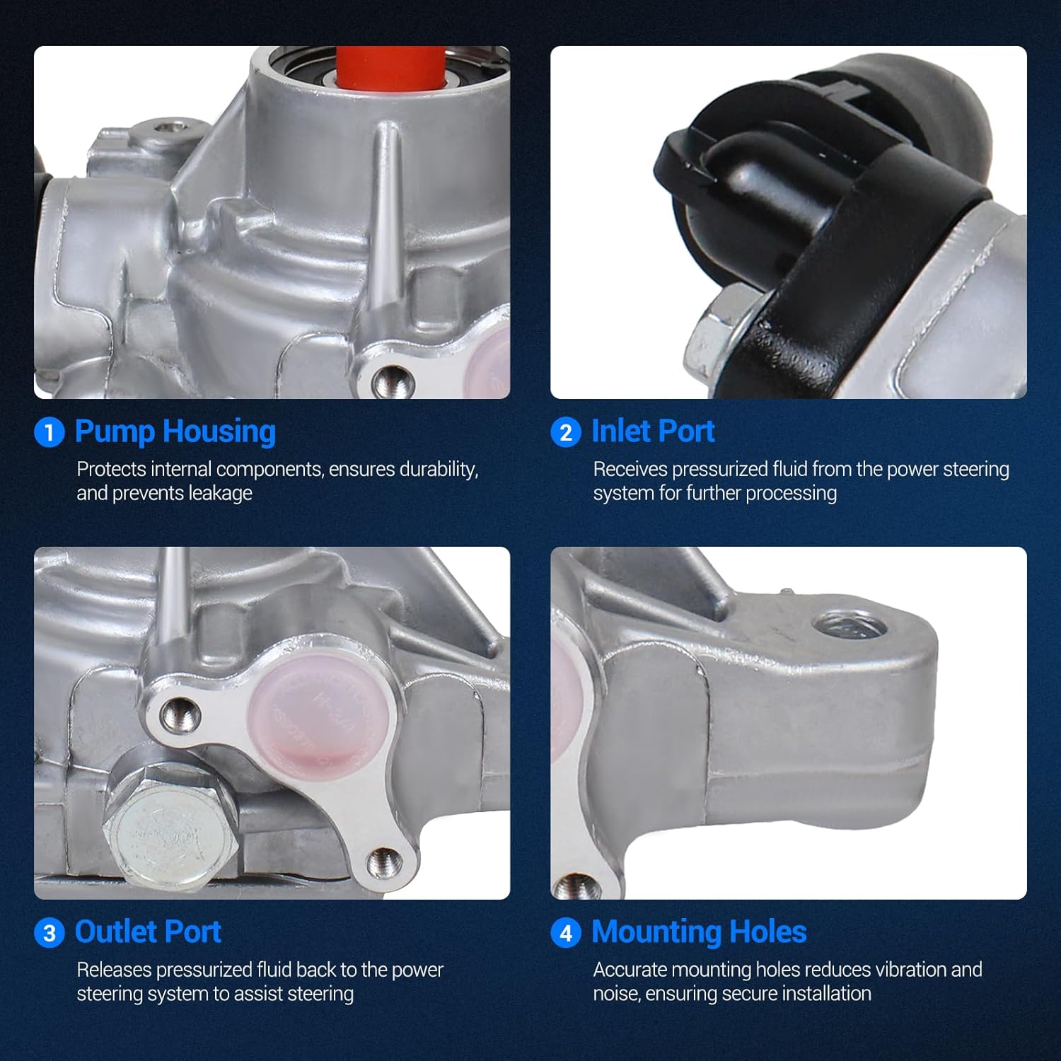 Autoround Power Steering Pump Fit for Honda Accord 2.4L L4 2003-2005, Replace# 21-5341 96-5341 990-0656