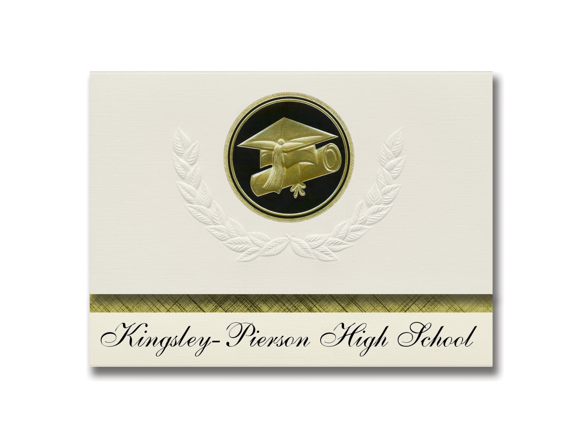 Signature Announcements Kingsley-Pierson High School (Kingsley, IA) Graduation Announcements, Presidential style, Elite package of 25 Cap & Diploma Seal. Black & Gold.