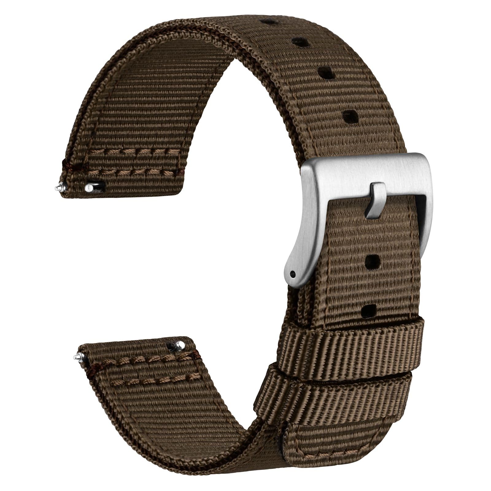 WOCCI Nylon Watch Bands, Contrast Woven Design, Quick Release, Stainless Steel Buckle, Band Width 20mm 22mm 24mm 26mm