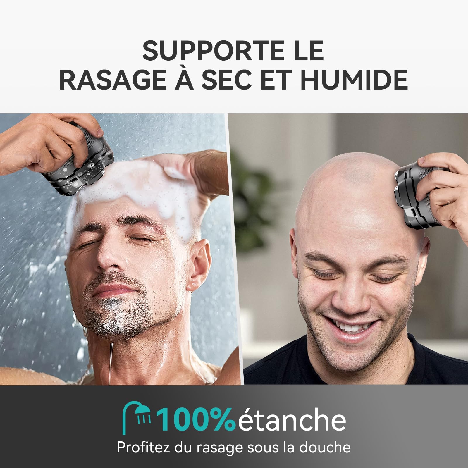 kensen Rasoir Tete Chauve Homme 6D Rasoir Electriques Hommes Cheveux 160 mins d'autonomie Rasoir Crane Homme Chauve Étanche Wet & Dry Type-C Tondeuse Crane Chauve sans Fil avec Écran LED
