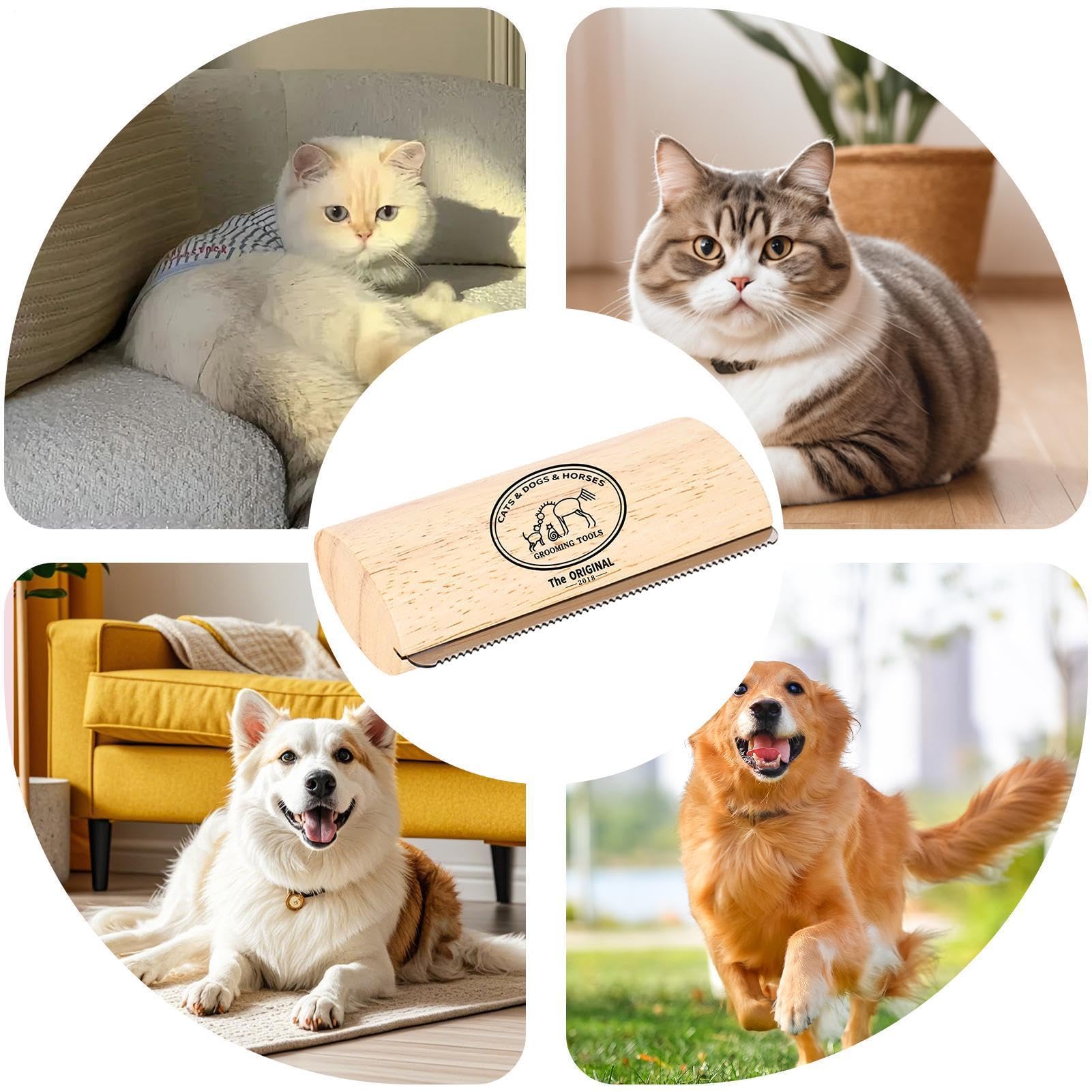 Dispositivo per la rimozione dei sciolti del gatto - Spazzola per la rimozione del sottopelo in legno da 5x2,56 pollici, strumento per la cane | Per la casa, l'appartamento, gli animali