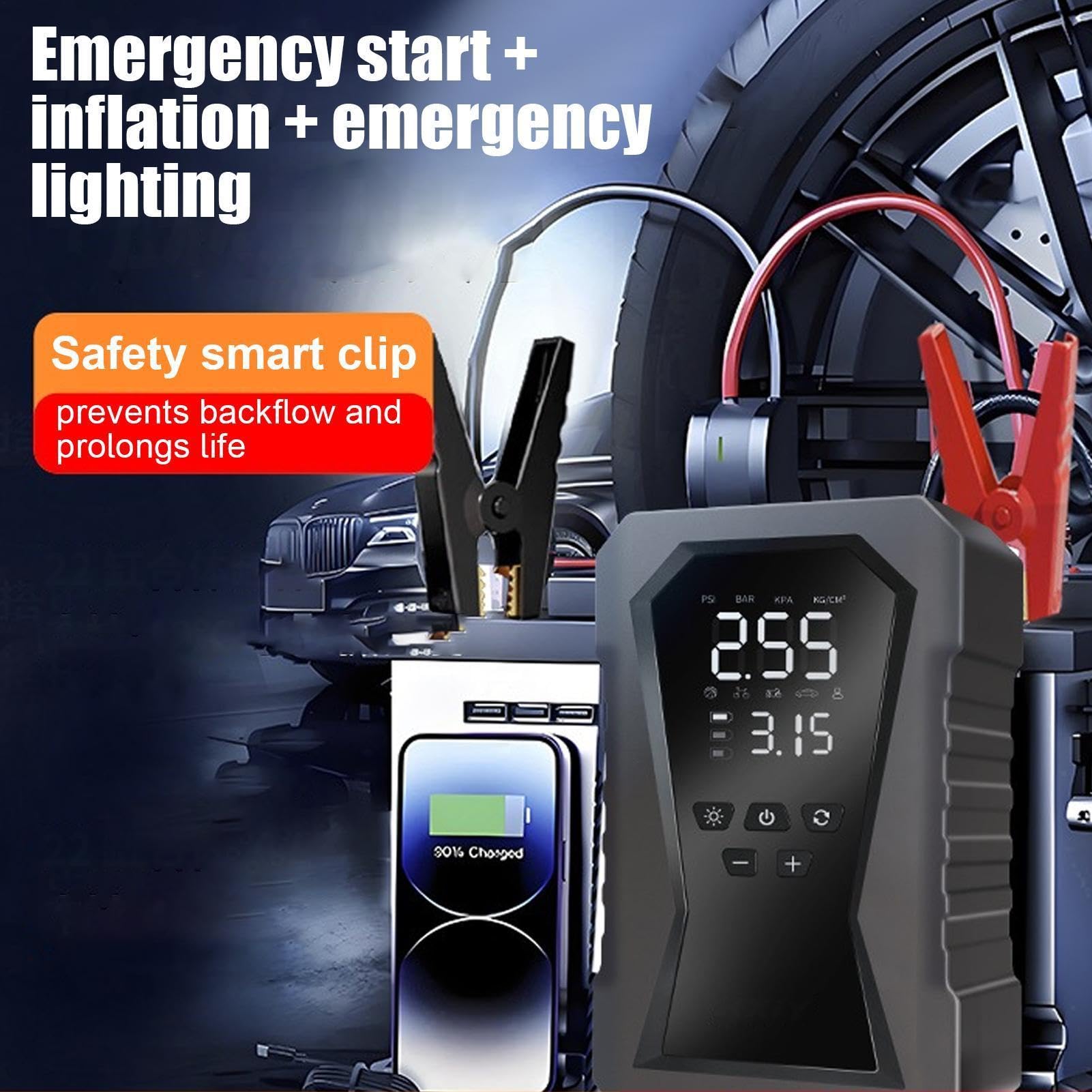 Avviatore Di Emergenza Auto smart ricaricabile cordless digitale | pacco batteria avviatore 12V Per Moto, Barca, Campeggio, Viaggio, All'Aperto, Officina,