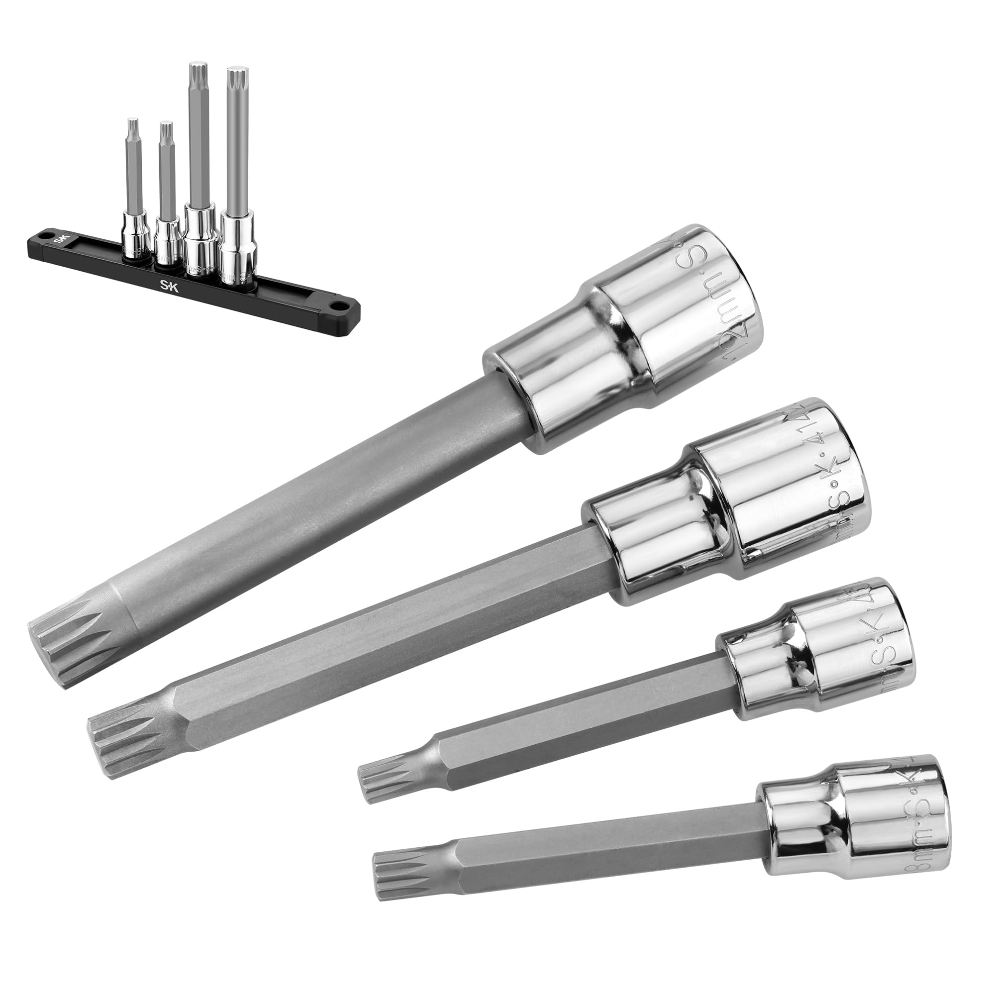 SK Tools USA 3/8" & 1/2" Drive Triple Square Bit Socket Set, Metric 6-12mm | 4-Piece, Sup…